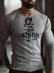 Mens Rose Christian Cross Long Sleeve Trendy T-shirt - 1