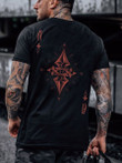 Mens Gothic Cross Pattern Print Short Sleeve Trendy T-shirt - 1