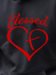 Mens Valentines Day Red Cross Heart Blessed Hoodie - 2