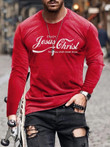 Mens Jesus Christ Red Long Sleeve T-shirt - 1