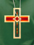 Mens Green Ethnic Cross Stitching Hoodie - 2