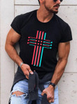 Mens Christ Cross round print Trendy T-shirt - 1