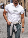 Mens fashion jesus letter printed polo shirt - 1