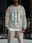 Mens ethnic print creative Christian cross khaki sweatshirt - 3