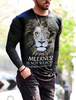 Mens Christian Lion God Long Sleeve Trendy T-shirt - 1