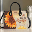 Fancy Sunflower Leather Handbag - He Calls Me Beautiful One AM231 - 1