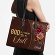 Pretty Flower Leather Handbag - God Is Within Me I Will Not Fall NUH263 - 3