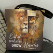 Unique Lion And Jesus Tote Bag - Out Of Difficulties Grow Miracles NM152 - 1