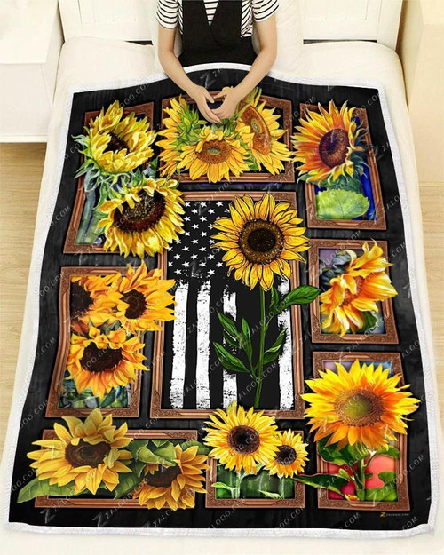 Blanket - Hippie - Sunflowers And Flag