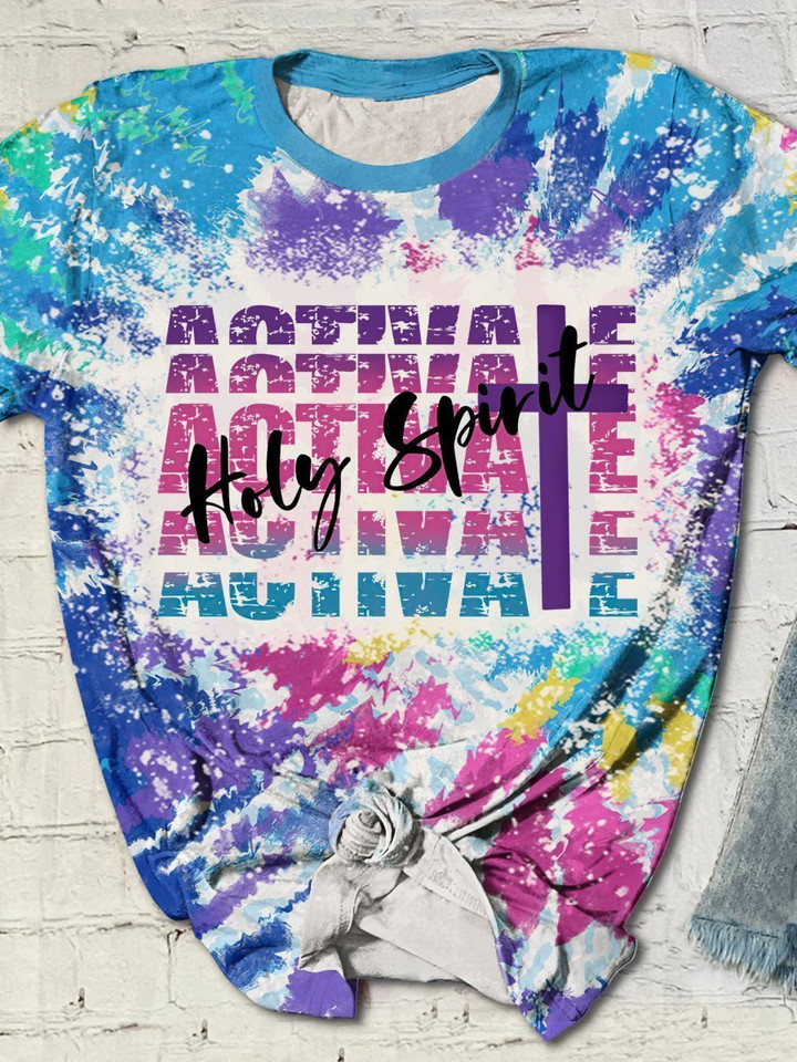 Holy Spirit Activate Bleached Color Tie Dye Print Short Sleeve T-shirt - 1