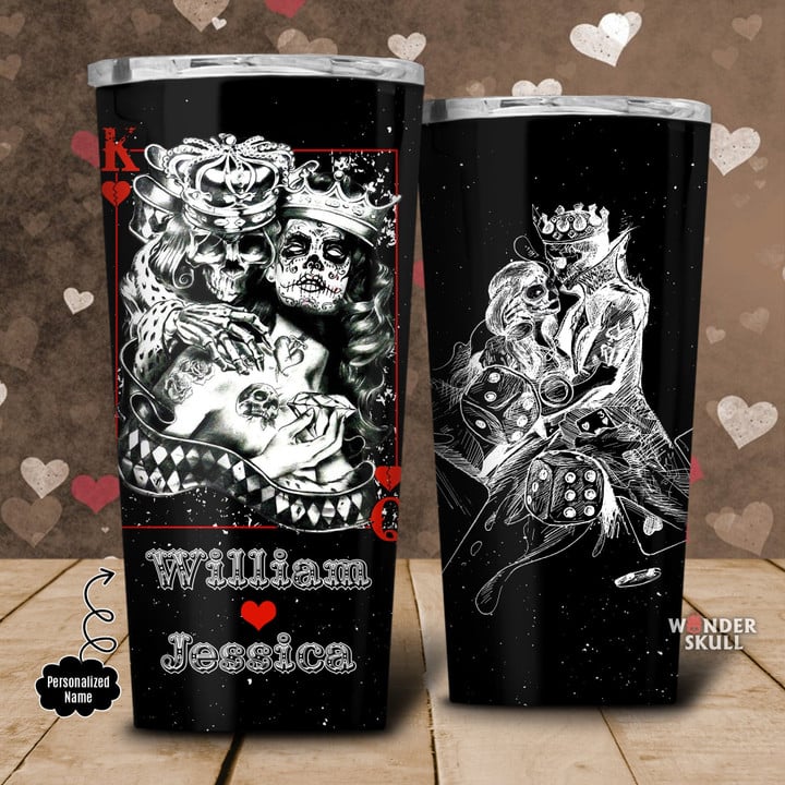 Skull Gothic King And Queen Love Ever Personalized Tumbler 20oz - 1