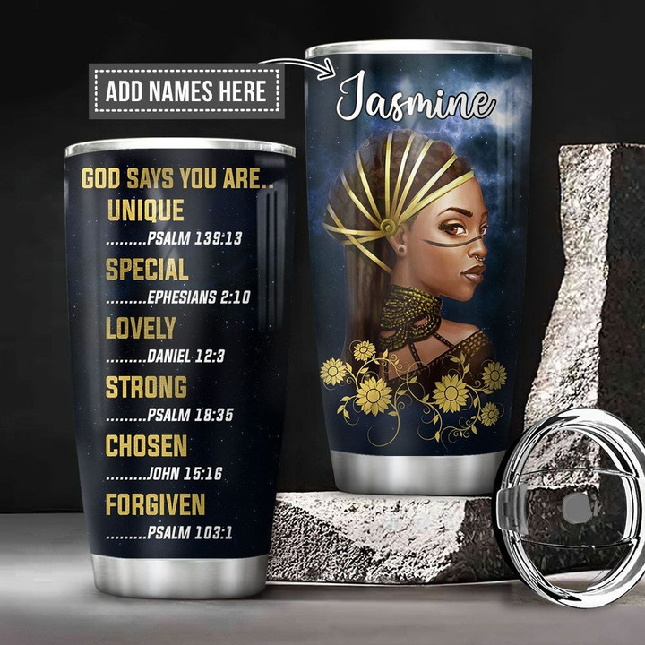 Personalized Black Women Faith God Says You Are KD2 BGM0501004Z Stainless Steel Tumbler - 1