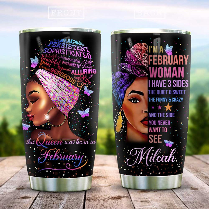 Black Women February Personalized KD2 HAL1801019Z Stainless Steel Tumbler - 1