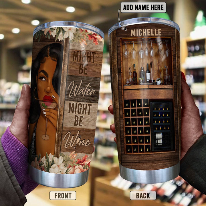Black Woman Wine Lover BWM Personalized QURZ1308005Z Stainless Steel Tumbler - 1