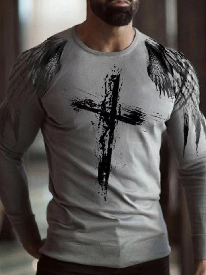 Christian printed long-sleeved slim-fit T-shirt - 1