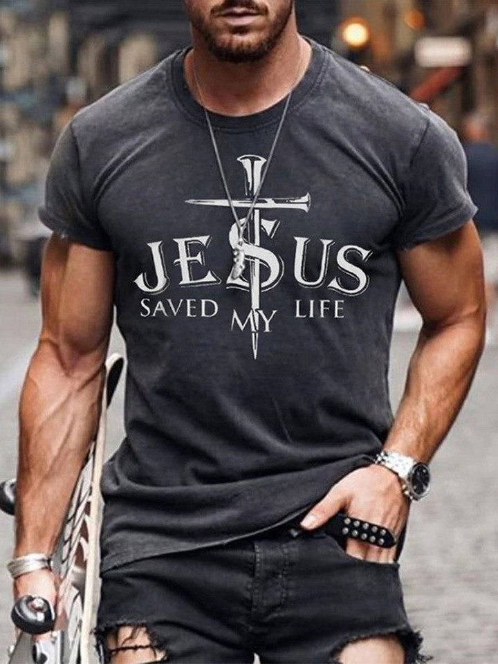 Cross trend printing pattern t-shirt trend personalized Men T-shirt - 1