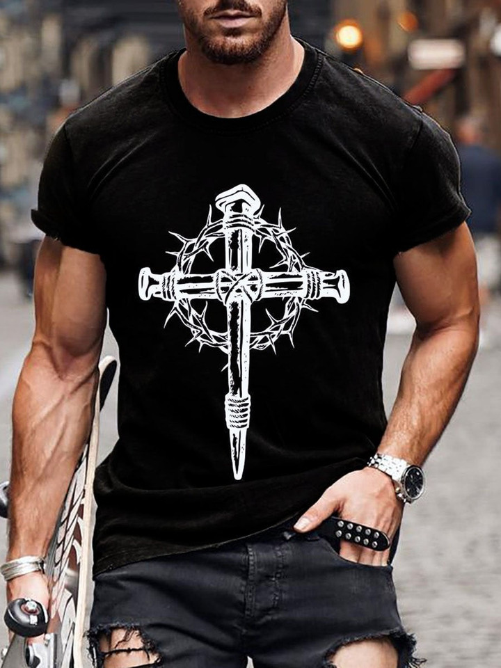 Mens Cross and Thorns Short Sleeve T-Shirt - 1