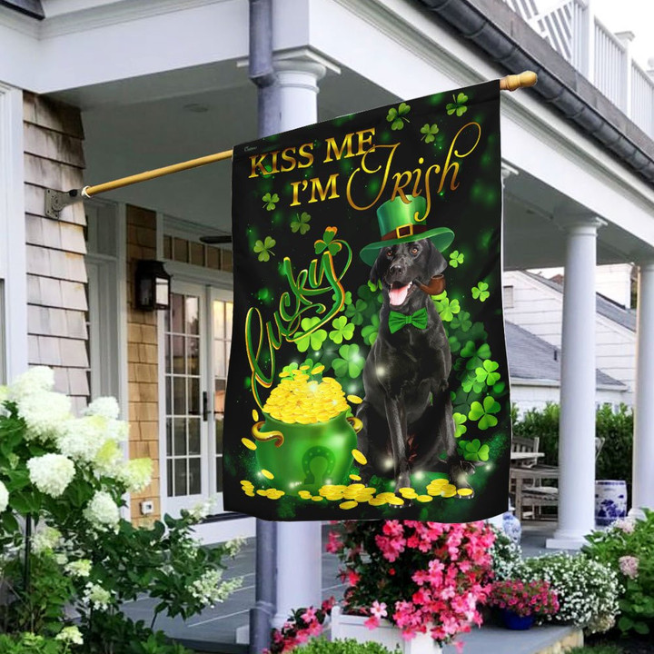 Black Labrador Kiss Me Im Irish St Patricks Day Flag - 1