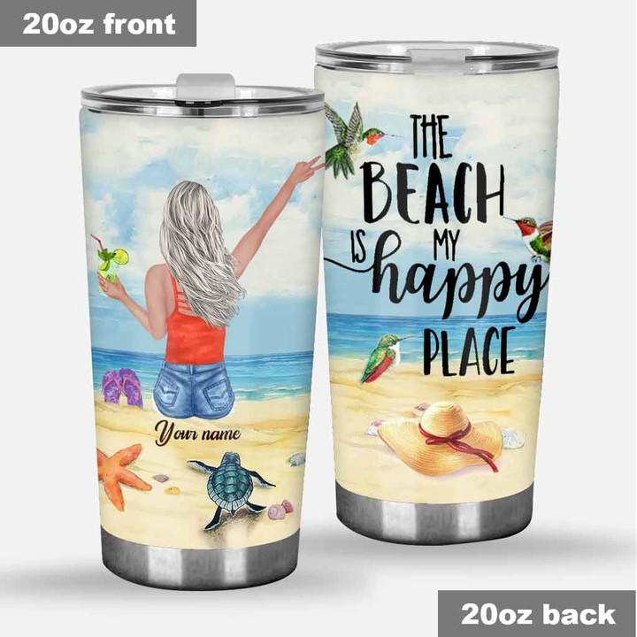 The Beach Is My Happy Place - Sea Lover Personalized Tumbler - 1