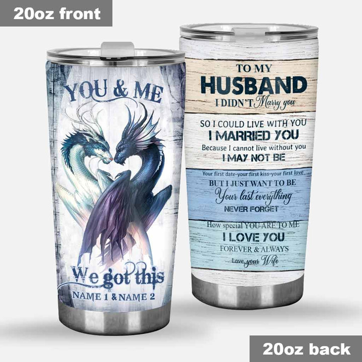 To My Husband - Dragon Personalized Tumbler - 1