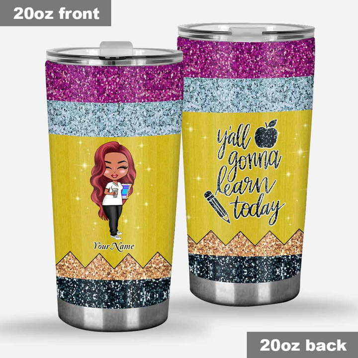 Teaching Is A Work of Heart - Personalized Teacher Tumbler With 3D Pattern Print - 1