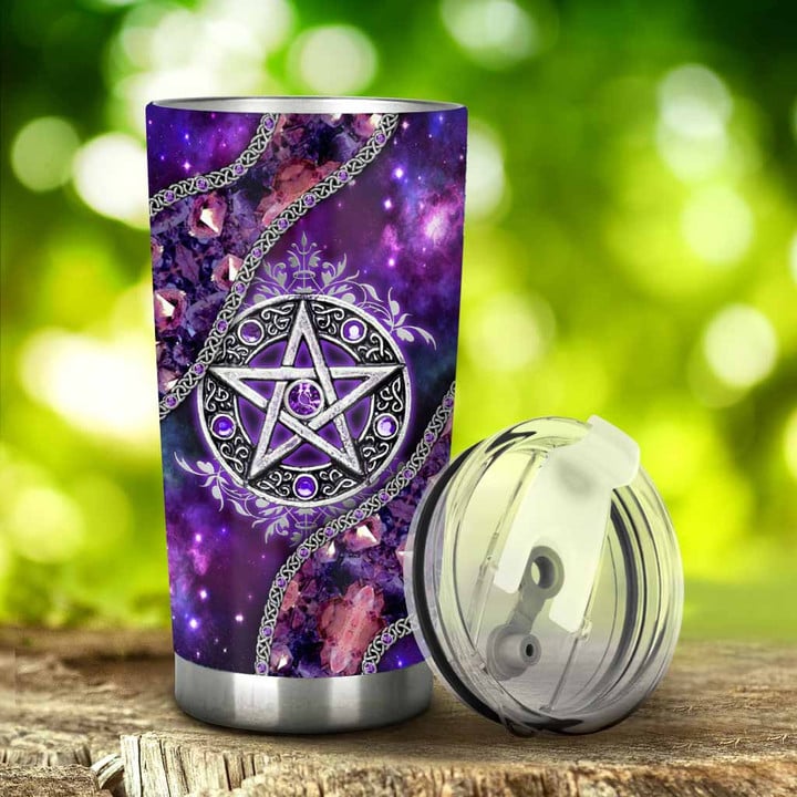 Witch Vibes Purple Pentagram 3D Pattern Printed Tumbler - 1