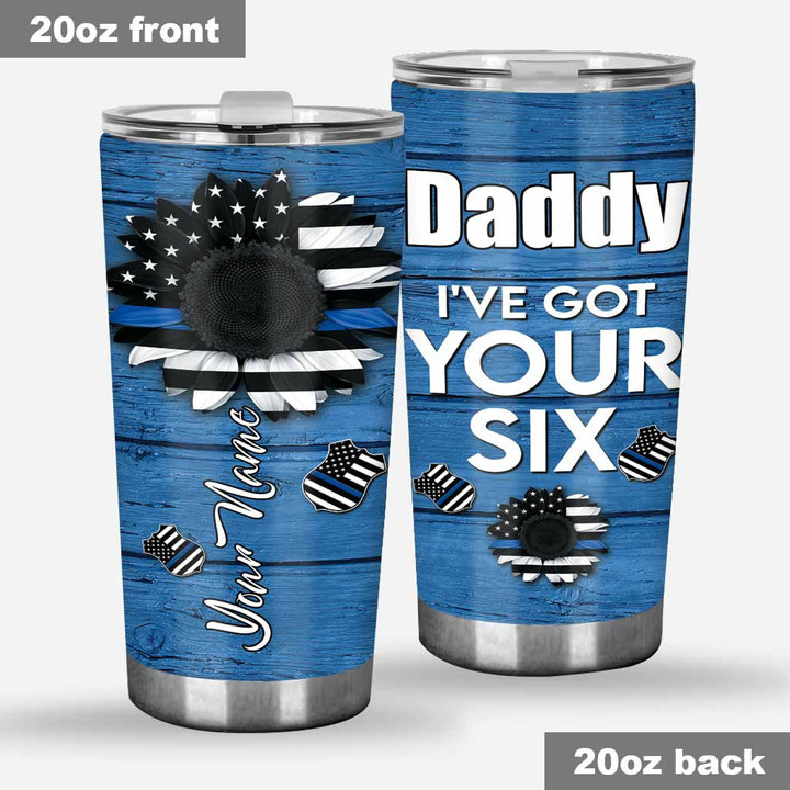Ive Got Your Six - Police Personalized Faux Wood Print Tumbler - 1
