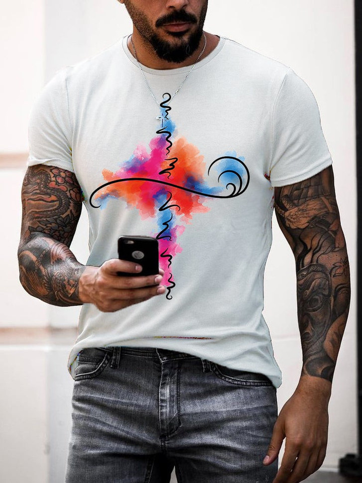 Mens Short Sleeve Christian Creative Printed T-Shirt - 1