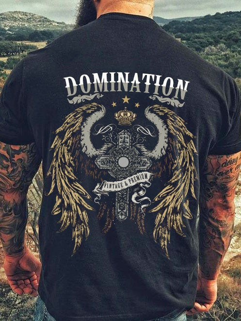 Mens Wings Christian Domination Printed T-Shirt - 1