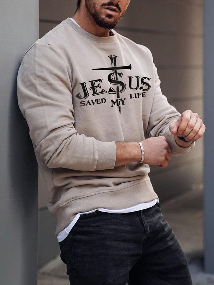 Mens Street Jesus Cross Print Sweatshirt - 1