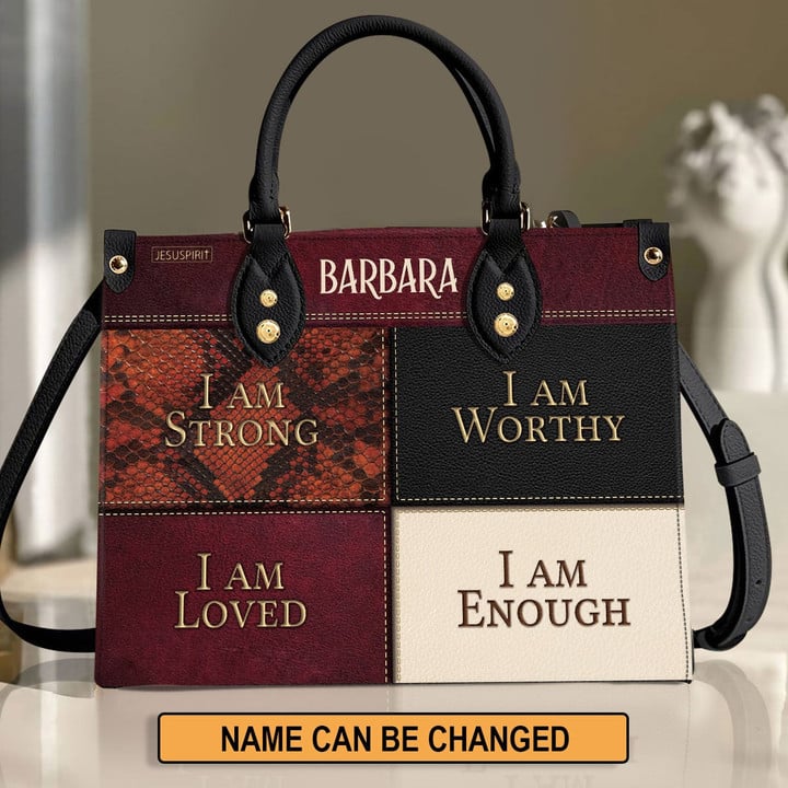 I Am Strong I Am Worthy - Special Christian Leather Handbag NUHN282 - 1