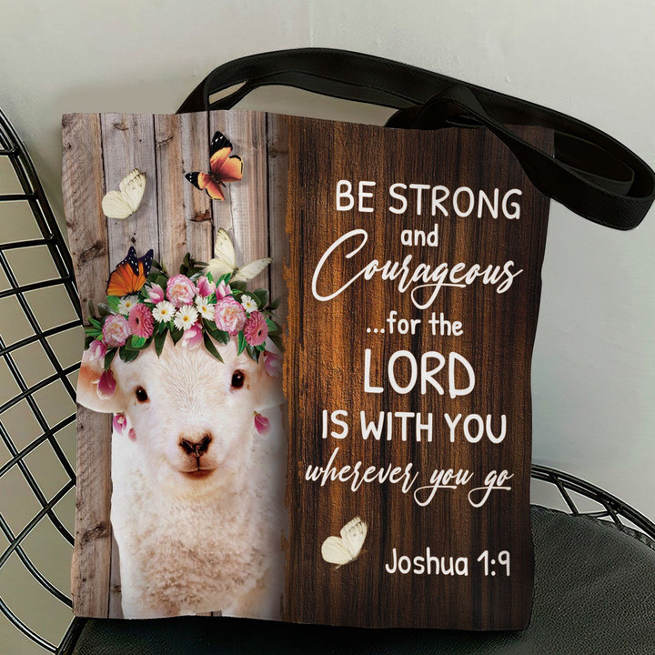 Cute Lamb Tote Bag - Be Strong And Courageous NM151 - 1