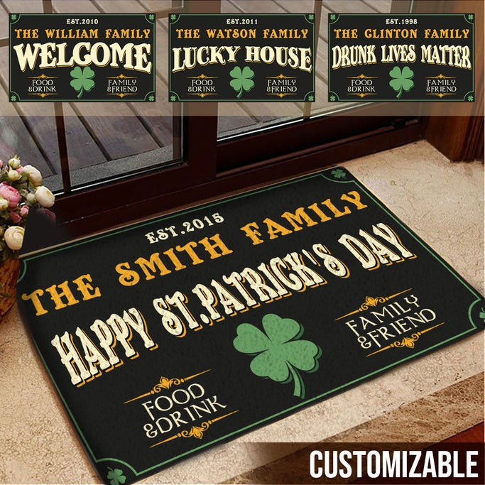 St Patricks Day Irish Pub Customize Doormat