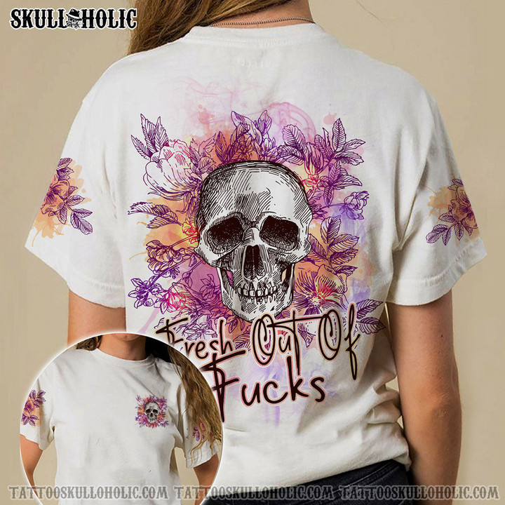 FRESH OUT OF F FLORAL SKULL ALL OVER PRINT - TLNZ1502223 - 1
