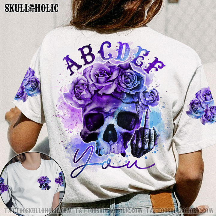 ABCDEF YOU WATERCOLOR ROSE SKULL ALL OVER PRINT - TLNO2501224HA - 1