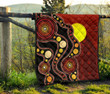 Aboriginal Premium Quilt and Blanket, Australia Indigenous Flag Circle Dot Painting Art Quilt and Blanket PQ001