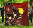 Aboriginal Premium Quilt and Blanket, Australia Indigenous Flag Circle Dot Painting Art Quilt and Blanket PQ001