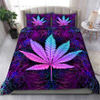 420 Colorful Symbols Purple Blue Neon Leaf Bedding Set NTH95