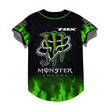 Personalized Name FX Racing Monster Energy Green Fire 3D Sunny Shirt NTH226