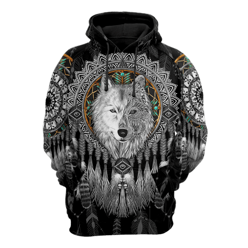 Mandala Dreamcatcher Native Wolf 3D NA34