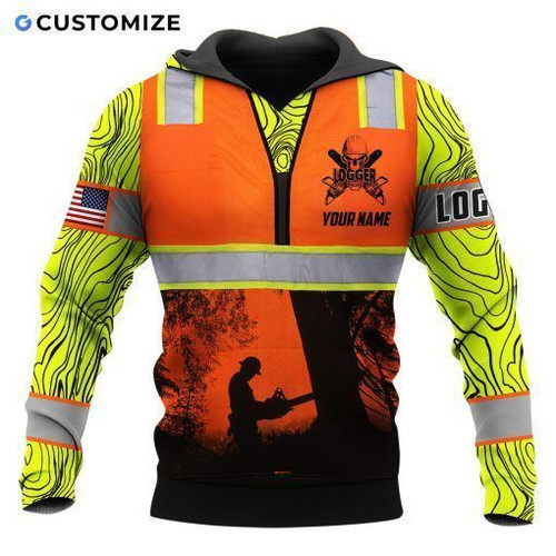 Dependable Logger Customized Name And Flag 3D Over Printed Shirt For Logger LG18