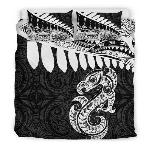 Aotearoa Bedding Set Maori Silver Fern Duvet Cover And Pillow Cases NZ44