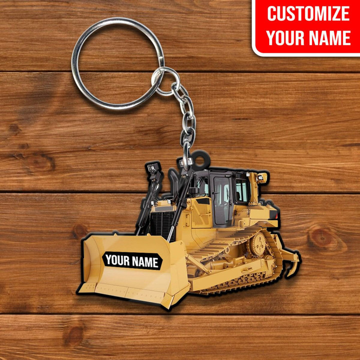 Customized Your Name Love Bulldozer Keychain