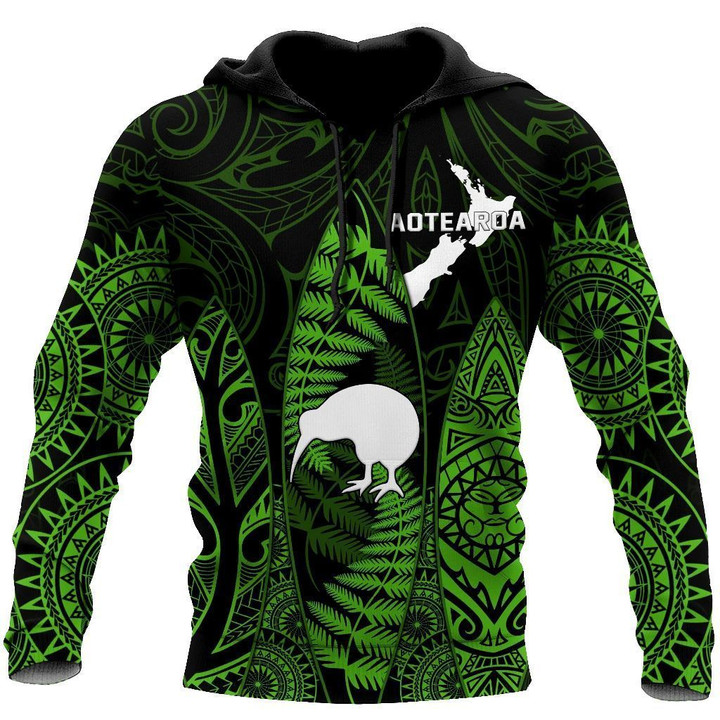 New Zealand Maori Surf Green 3D All Over Printed Shirt AR05