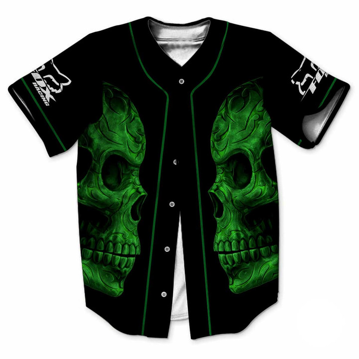FX Racing Two Green Skulls 3D Sunny Shirt NTH301
