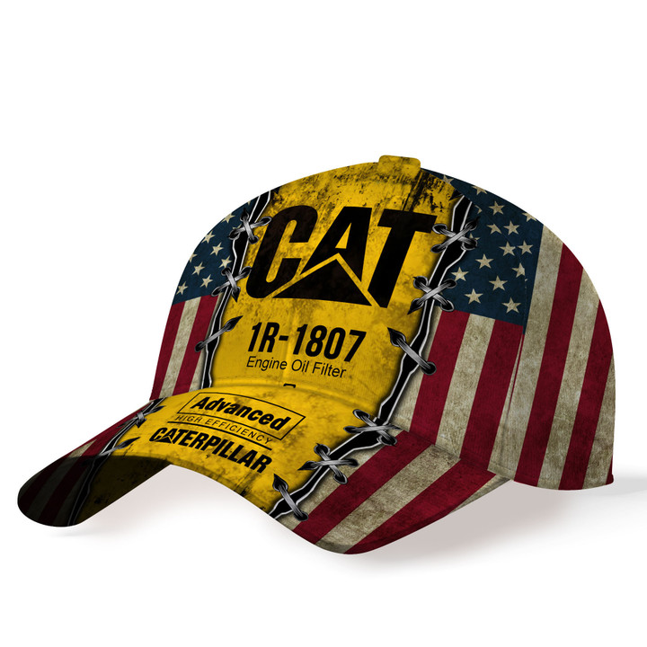 CAT Heavy Mechanic Brand Vintage US Flag Printed Hat NTH56