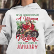 BeKingArt Xmas Biker Motorcycle Gifts For Biker Chick Wife Lady Never Underestimate Woman Who Love Riding And Born In January - Standard Hoodie
