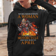 BeKingArt Biker Gifts For Biker Chick Wife Lady Never Underestimate Woman With Motorcycle And Born In April - Standard Hoodie