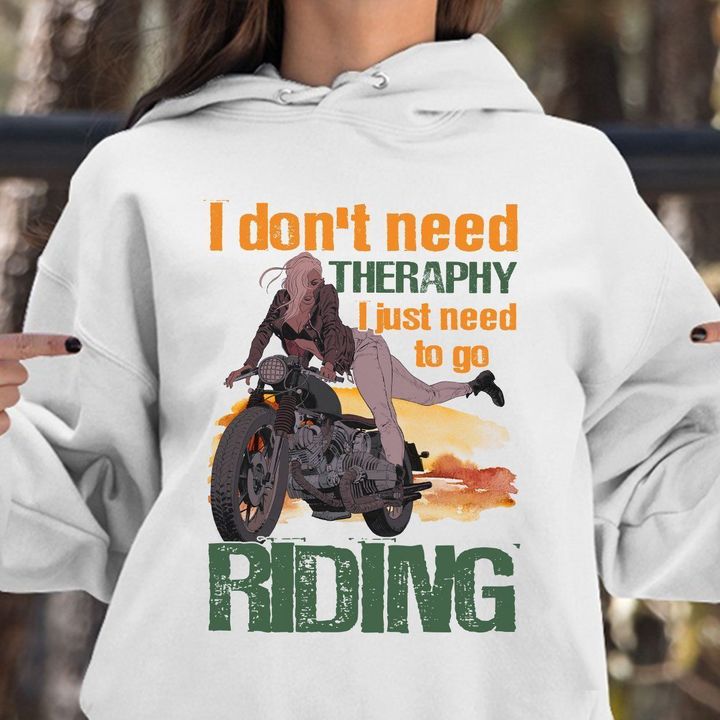 BeKingArt Motorcycle Biker Apparel I Don't Need Therapy Full Size in White Gray - Standard Hoodie