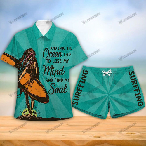 Into The Ocean Surfing Girl Hawaii Shirt and Short Set